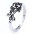 Retro punk rose flower ring in vintage oxidized 316L stainless steel for daily wear - US 10 / Antique Silver