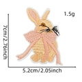 Detailed view of rabbit embroidery patch with exact dimensions 7cm by 5.2cm shown on scale - Brown Rabbit / 20#
