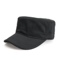 Detailed view of black military cadet cap showing cotton twill fabric and reinforced stitching - Adjustable / Black
