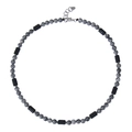 Détail du collier de perles en œil de tigre et pierre volcanique 6mm avec fermoir - Collier Pierre de Carte