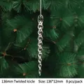 Christmas clear twisted icicle ornaments set of 8 pieces, 136mm length for tree decor - 136mm Twist Icicle