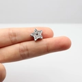 Silver star charm with rhinestones for 8mm wristband DIY jewelry making accessory - Star