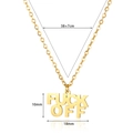 Golden stainless steel necklace with FUCK OFF letter pendant and size dimensions - Gold FUCK OFF