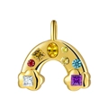 Golden rainbow pendant with colorful gemstones and cloud detail in minimalist style - Gold Rainbow Charm with Multicolor Stones