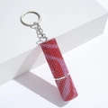 Lipstick-shaped keychain with pink and red rhinestones on white geometric background - 10ml / C2-Pink & Red