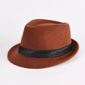 Chapeau Fedora en feutre de laine marron vintage avec ruban noir mixte - Laine Premium Caramel