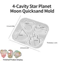 Molde silicona para resina con formas luna estrella y corazón de 10,5x9,1 cm - 4 Cavidades Planetas