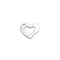 Polished silver heart-shaped stainless steel pendant with hollow center and hanging hole - Hollow Heart / Silver
