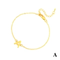 Bracciale minimalista placcato oro 18 carati con ciondolo lettera A e catena regolabile - Lettera A