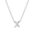 925 sterling silver necklace featuring a polished uppercase letter X pendant on a fine chain - Letter X / White Gold