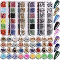 Acrylic nail art rhinestone and foil set in twelve-grid storage boxes with sample tips - 5+3 Nail Decoration Set Style A