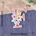 Floral letter F embroidery patch with colorful flower patterns and white border trim - Letter F / Hot Melt Adhesive
