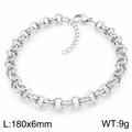 Gepolijste zilveren roestvrijstalen schakelarmband met karabijnsluiting en verlengstuk - Zilveren Dubbele Schakelketting (KB188692-Z)