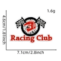 Detail view of Racing Club embroidery patch with precise dimensions and weight specs - Racing Patch #19 (Racing Club)