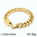Bracciale da uomo in acciaio inossidabile dorato Cuban Link, misure 220x14mm - 220mmx14mm / Oro