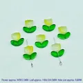 Handmade yellow gradient tulip beads for DIY jewelry with 9mm flower and 14mm leaf charms - Gradient Yellow