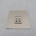Transparent self-adhesive wall hook with brushed metal finish base on marble surface - 6x6cm Brushed Single Claw Hook