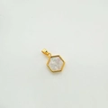 Golden hexagonal pendant with natural white and pink shell inlay for DIY jewelry - Hexagon - Gold (White Shell)