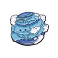 Lindo pin esmaltado de gato azul y diseño de planeta sobre fondo blanco para ropa - Gato Astronauta (XZ8383)