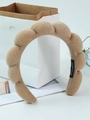 Puffy braided khaki headband in soft sponge velvet finish with a handmade label - Khaki