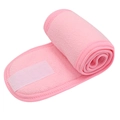 Soft pink microfiber facial headband with adjustable hook and loop fastener for spa - Single Piece / Pink