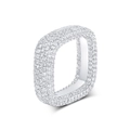 Square iced out pavé ring with white gold finish and brilliant zircon stones - Silver Geometric Square Full Pave (ARS102448W)