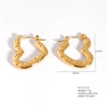 Minimalist hammered 18k gold plated stainless steel heart hoop earrings for women - Heart Hammered Style (22x20mm)