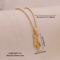 Goldene Edelstahlkette mit Handanhänger und Perlenakzenten, Gewicht 3g, Länge 40+5cm - Perlenhand-Stil (3#)