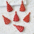 Set van vijf rode kerstboomversieringen met gouden koorden en een metallic afwerking - Rode Kerstboom 6-delige Set / Rood