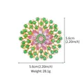 Vintage floral brooch with pink and green crystals, 5.6cm diameter gold finish - Light Green & Light Pink with Light Pink Acrylic Retro Style