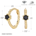 Detailed size specifications of gold S925 silver hoop earrings with black zircon stones - 925 Silver / Yellow Gold (Black)