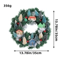 Lighted Christmas wreath with colorful mini houses and pine trees for door decoration - Famous Courtyard (With LED String-No Battery)