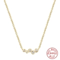 Collana in argento sterling S925 placcato oro con cinque zirconi tondi a grappolo - Arco a cinque pietre / Oro