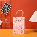 Pink Happy Birthday kraft paper gift bag with cartoon cupcake and matching handles - 604-1 Pink Cupcake-Happy Birthday