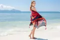 Ethnic bohemian red beach scarf with tassels and colorful patterns for sun protection - Style 11-Bohemian Tassel / 180cm