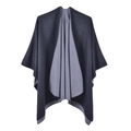 Châle réversible en maille gris pour femme, cape chaude en cachemire synthétique d'hiver - Noir et Gris