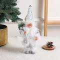 Standing silver Santa Claus doll ornament with sequins and a white fur trim hat - No. 4 [25.3cm*12cm]