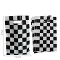 Black and white checkered plastic gift bags with handles, size 16.3x25cm, 10-pack set - Black and White Plaid