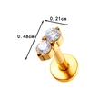 Gouden titanium piercing met dubbele verticale zirkonia steentjes en platte bodem - Goud / Witte Zirkonia