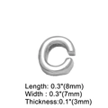 Detail view of 8x7mm silver letter C pendant with precise dimension measurement markers - Letter C