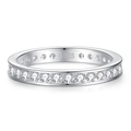 Anello eternity scintillante in argento sterling S925 con zirconi cubici micro-pavé - US 5 / Stile Pavé Rotondo (CBJZ151)