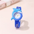 Blauwe siliconen kinderhorloge met 3D dolfijn bandje en kleurrijke cijferplaat - Koningsblauw