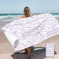 Lavender zebra print microfiber beach towel with drawstring bag and sand-free texture - Zebra Print (Single-sided Print with Cloth Bag)