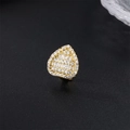 Gold plated hip hop single tooth grill cap featuring sparkling zircon micro-paving - Waterdrop Heart / Gold