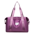 Large purple Oxford cloth travel bag with bottom compartment and brand patch detail - Deep purple