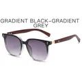 Gradient black sunglasses with wood grain temples and grey gradient lenses in a retro style - Gradient Black Frame Gradient Grey Lens