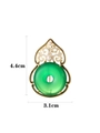 Detail of green chalcedony gourd brooch with gold filigree and pearls, 4.4cm height - Vintage Gourd & Safety Buckle Style (XX0134)