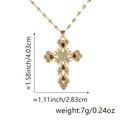 Golden cross pendant necklace with red and clear zircon stones, size 4.03x2.83cm - Style G (Cross/Red Heart)