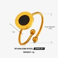 Gold plated stainless steel open ring with Roman numerals and black inlay detail - Round Roman Numerals Black Style (ZN1936) / Gold Round Black Ring