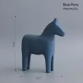 Adorno caballo de Dala azul estilo madera para hogar, altura 18cm y longitud 16cm - Caballo Pequeño / Azul